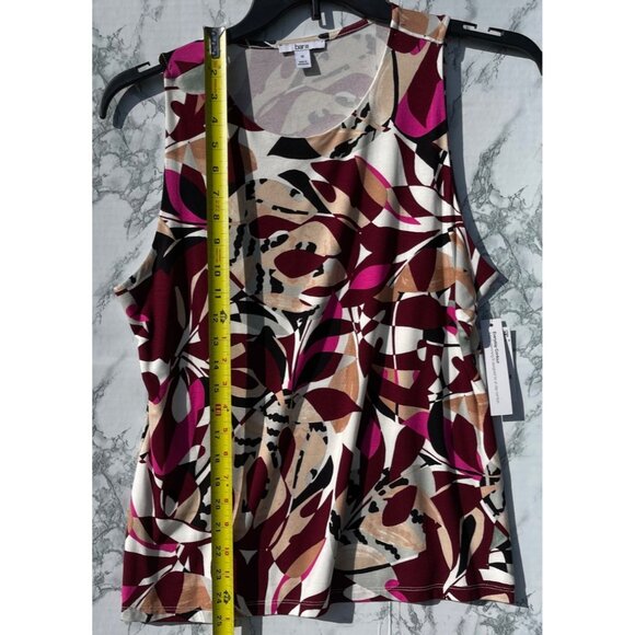 Bar III Womens Sleeveless Floral Print Top 1X Multicolor self lined front body - Picture 3 of 8